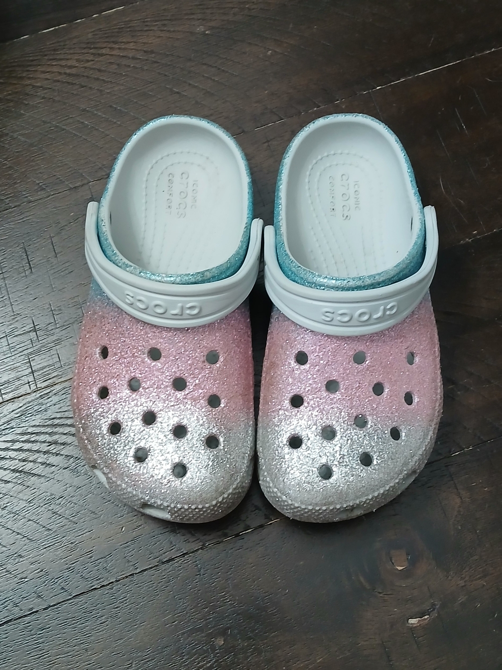 Crocs Kids' Glitter Ombre Clog - Pink to Silver